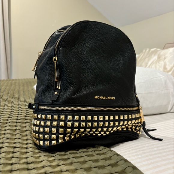Michael Kors Black Backpack with Gold Accents - Picture 2 of 7